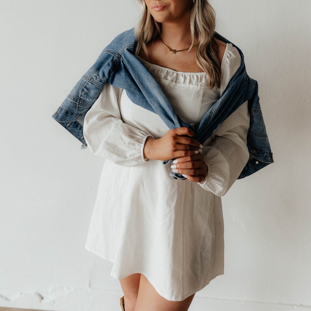 Free People White Long Sleeve Dress